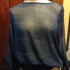 Blue chiffon plaid top